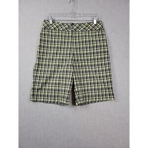 Tail Tech Cotton Nylon Green Plaid Bermuda Athletic Golf Tennis Shorts Women's 8